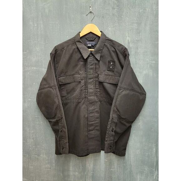 5:11 Tactical Long Sleeve Button Up Workwear Outdoor Shirt Large Padded Elbow - Picture 1 of 11